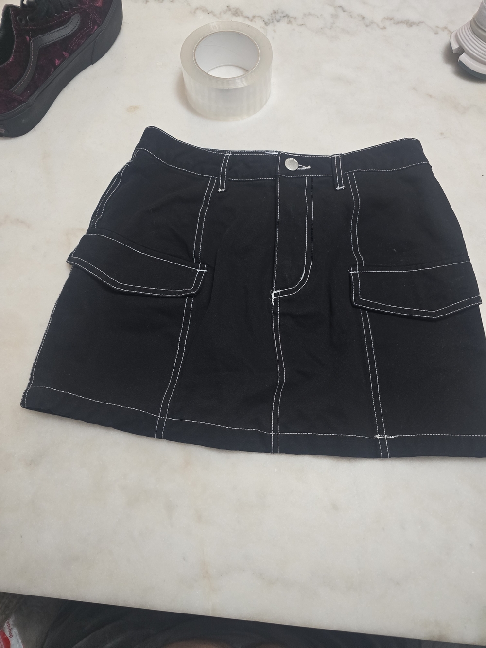 RSQ Black Mini Skirt with White Contrast Stitching